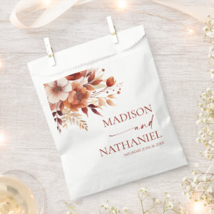 Bolsa De Papel Marrón Floral Flor Flor de Bodas Oxidado Burgundy