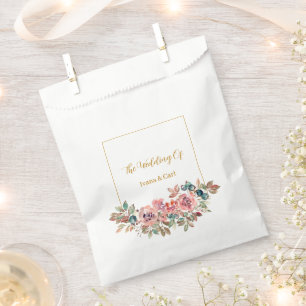 Bolsa De Papel MARY Acuarela Rosa Verde Esmeralda