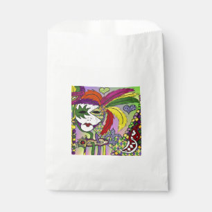 Bolsa De Papel Máscara de plumas del Mardi Gras psicodélico