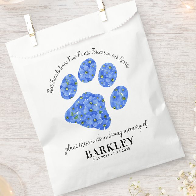 Bolsa De Papel Mascota Memorial Seed Packet Paw Print Olvídenme K (Subido por el creador)