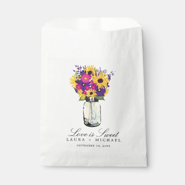 Bolsa De Papel Mason Jar Daisies y Sunflowers | Favoritos (Anverso)