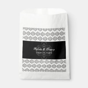 Bolsa De Papel Matrimonio de Damasco Vintage de caligrafía blanca