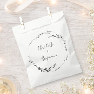 Bolsa De Papel Matrimonio personalizado de caligrafía de floral