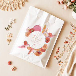Bolsa De Papel MAX Boda floral negrita Fuchsia y Naranja