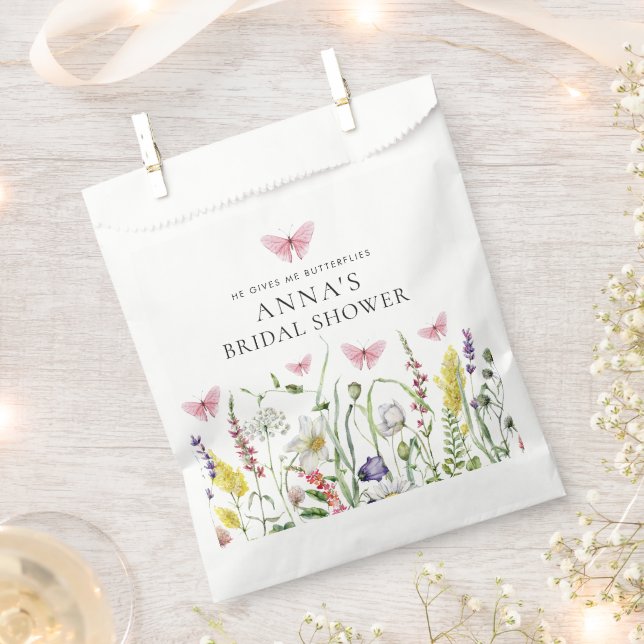 Bolsa De Papel Me Da Mariposas Flores Ducha Bridal (Cortado)