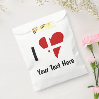 Bolsa De Papel Me encanta (Corazón bandera danesa) Texto personal