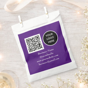 Bolsa De Papel Medio social QR Code Purple Business Logo