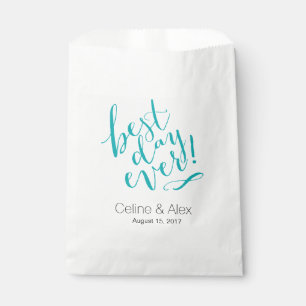 Bolsa De Papel MEJOR DÍA DE LA Boda   VERDE AZULADO