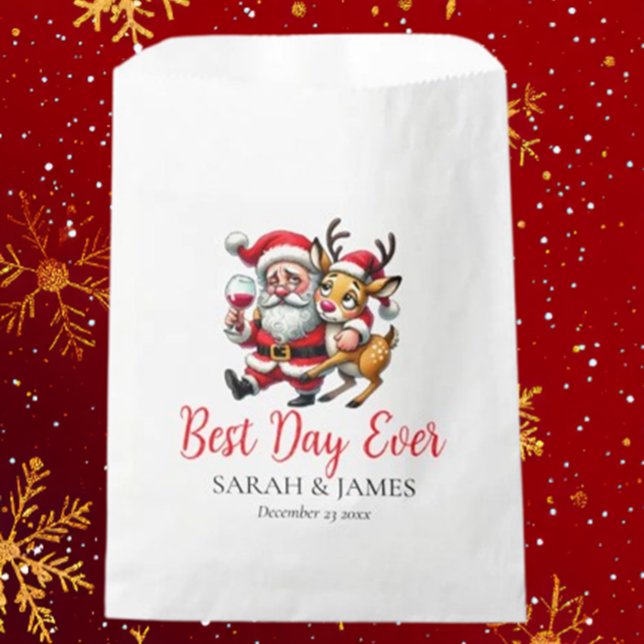 Bolsa De Papel Mejor Día Feliz Navidad Saludos a Santa (Spread joy this holiday season with Brett Designs' "Best Day Ever" Merry Christmas greetings  )