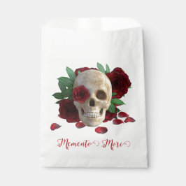 Bolsa De Papel Memento Mori. Cráneo con rosas rojas