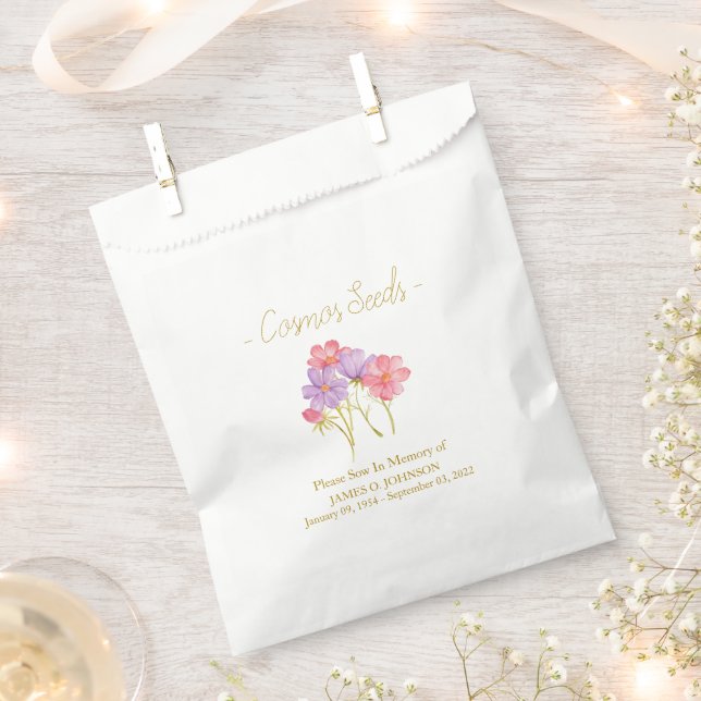 Bolsa De Papel Memorial Cosmos Semilla Funeral  (Cortado)