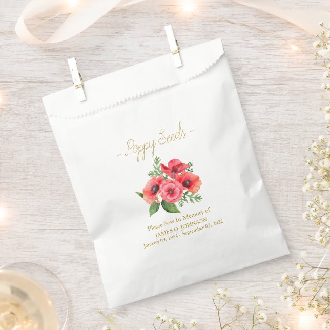 Bolsa De Papel Memorial Poppy Seed Funeral  (Cortado)