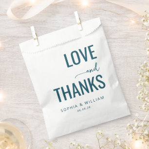 Bolsa De Papel Mensaje de amor azul turquesa agradecido