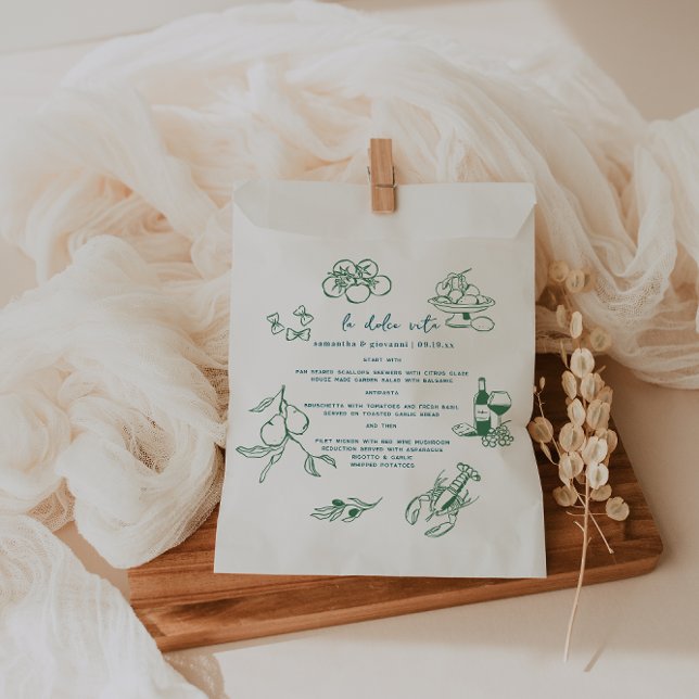 Bolsa De Papel Menú Boda manuscrito Dolce Vita (Subido por el creador)