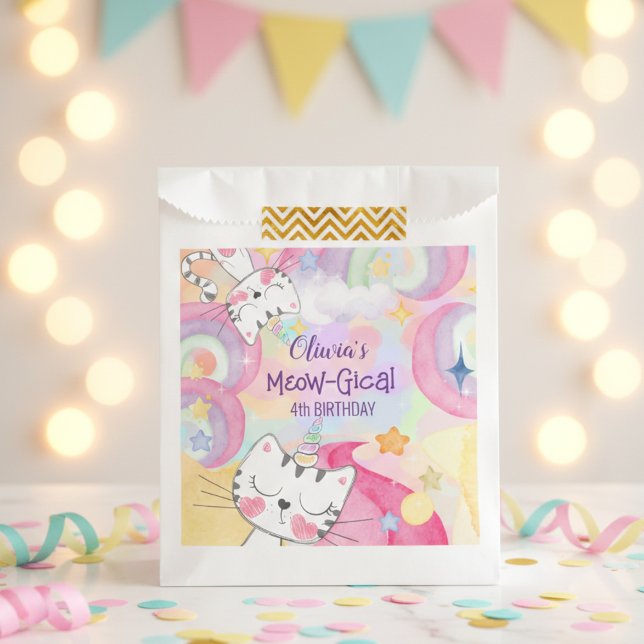 Bolsa De Papel Meow-gical cumpleaños Favor Bag (Subido por el creador)