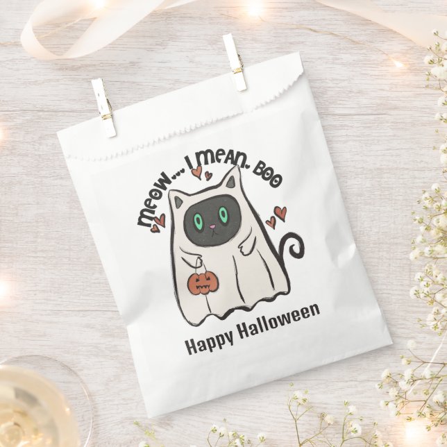 Bolsa De Papel Meow Me Refiero Al Fantasma De Gato Boo Feliz Hall (Cortado)