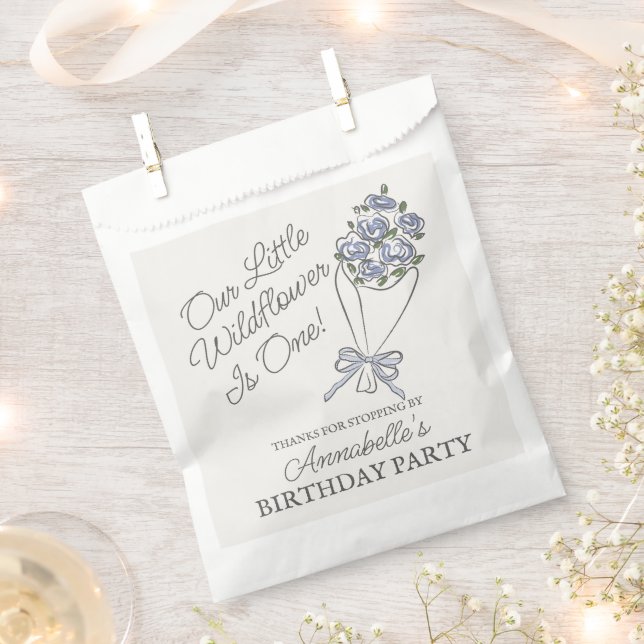 Bolsa De Papel Mercado de Flores Azules Cumpleaños Floral Fresca (Cortado)