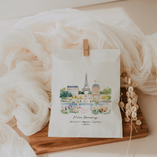 Bolsa De Papel Merci Beaucoup   Jardín Parisino Acuarela