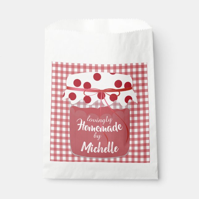 Bolsa De Papel Mermelada casera personalizada y gingham (Anverso)