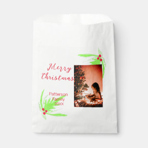Bolsa De Papel Merry Bright Navidad agregar nombre de familia bie