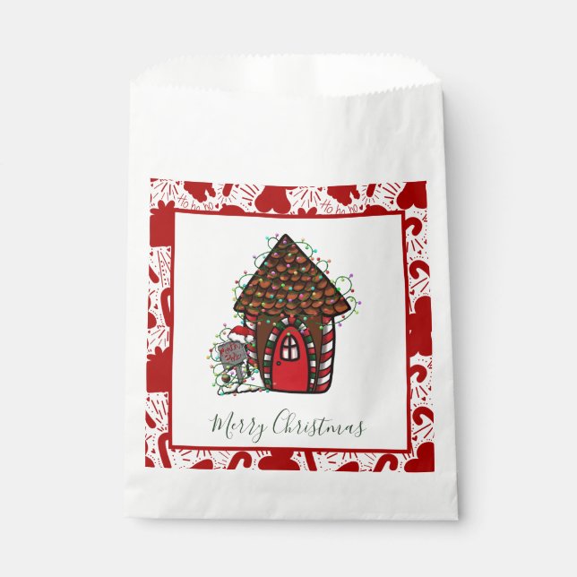 Bolsa De Papel Merry Christmas gingerbread House Favor Bag (Anverso)