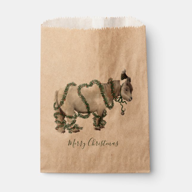 Bolsa De Papel Merry Christmas Shetland Pony Favor Bag (Anverso)