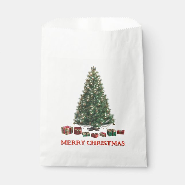 Bolsa De Papel Merry Christmas. Tree (design 1) with gifts (Anverso)