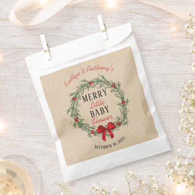 Bolsa De Papel Merry Little Navidades Baby Shower (Cortado)