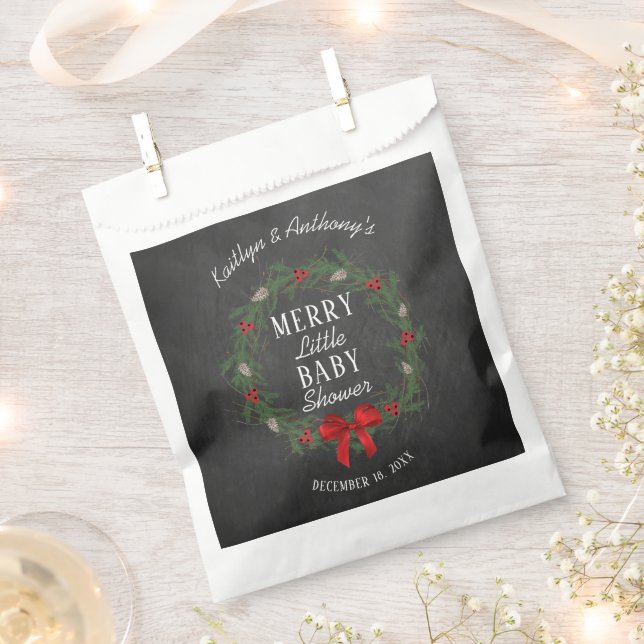 Bolsa De Papel Merry Little Navidades Baby Shower (Cortado)