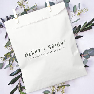 Bolsa De Papel Merry y Bright Elegantes Navidades verdes oscuro