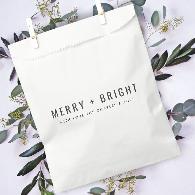 Bolsa De Papel Merry y Bright | Elegantes Navidades verdes oscuro (Subido por el creador)