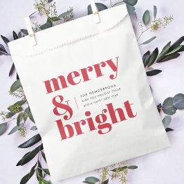 Bolsa De Papel Merry y Bright | Navidades modernos de rojo brilla