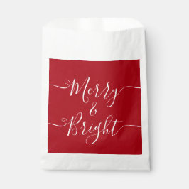 Bolsa De Papel Merry Y Bright | Navidades rojos de tipografía mod