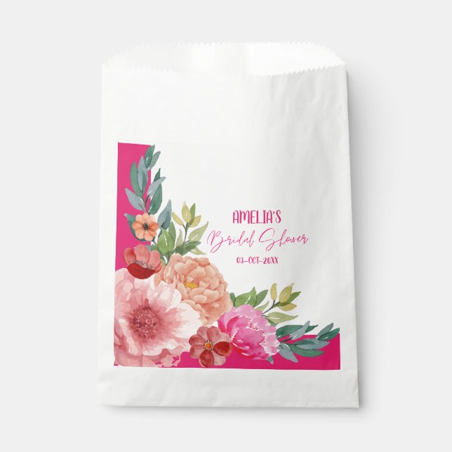 Bolsa De Papel Mesa de desayuno nupcial floral acuarela rosa bril (Anverso)