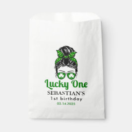 Bolsa De Papel Messy Bun Lucky One First Birthday Chica