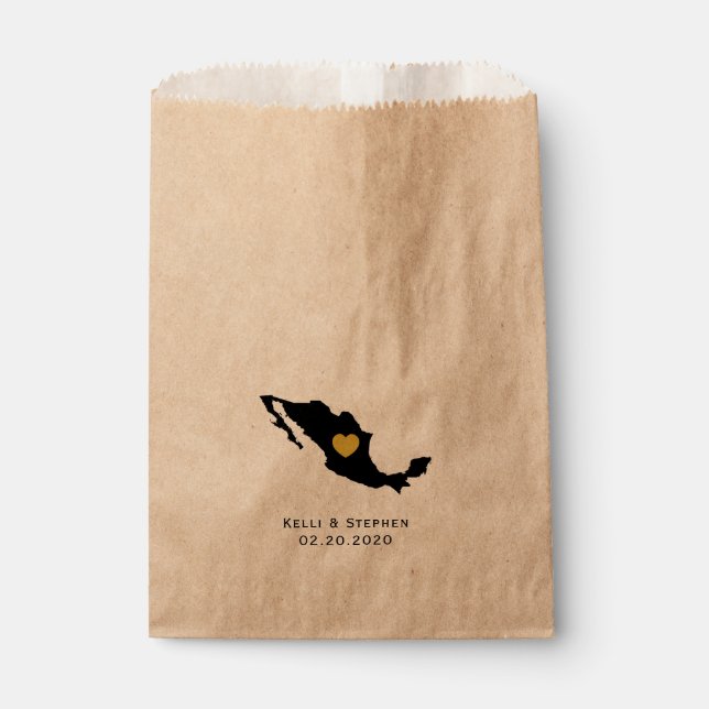 Bolsa De Papel México Boda Favor Trate Sacks, Mapa Bolsas de Rega (Anverso)