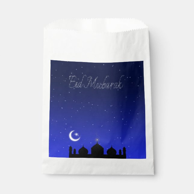 Bolsa De Papel Mezquita de las Estrellas Nocturnas de Eid Mubarak (Anverso)