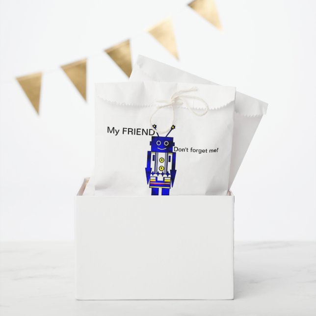 Bolsa De Papel "Mi AMIGO" Robot Favor Bags (Fiesta)