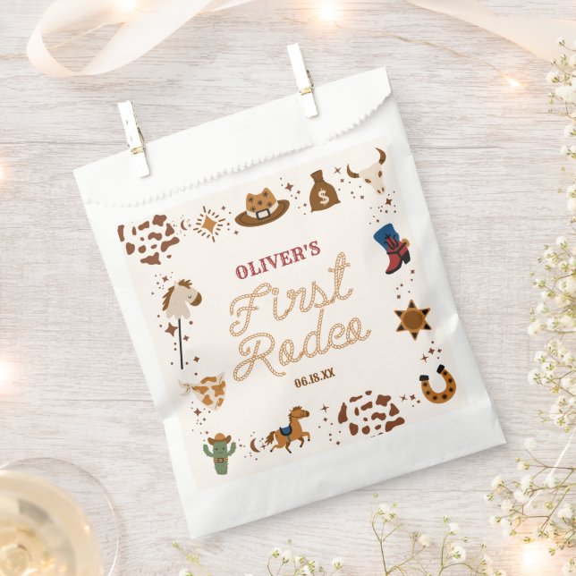 Bolsa De Papel Mi primer Fiesta de cumpleaños de Rodeo Western Co (Cortado)