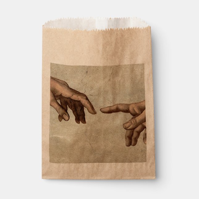 Bolsa De Papel Michaelangelo manos creación adam dios (Anverso)