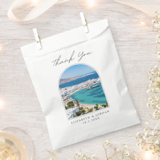 Bolsa De Papel Mikonos Wedding Favor de Grecia Foto Gracias (Cortado)