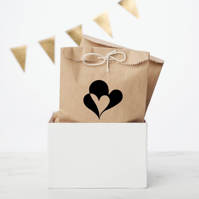 Bolsa De Papel Mínima Boda Personalizada Moderna de Corazón Blanc (Fiesta)