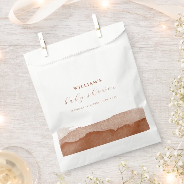 Bolsa De Papel Minimal Boho Terracotta Ombre Desierto Baby Shower (Cortado)