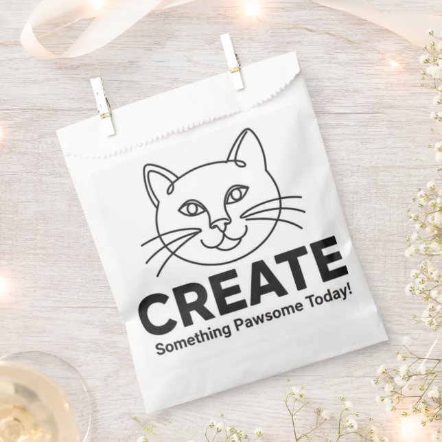 Bolsa De Papel Minimalist Cat "Pawsome" Inspiration  (Cortado)