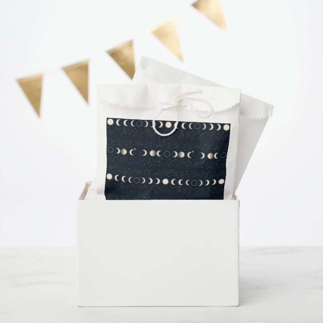 Bolsa De Papel Minimalist Lunar Phases Pattern with Stars and Nig (Fiesta)