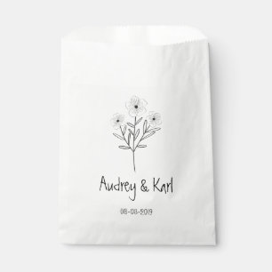 Bolsa De Papel Minimalist Wildflowers Wedding Monogram Design