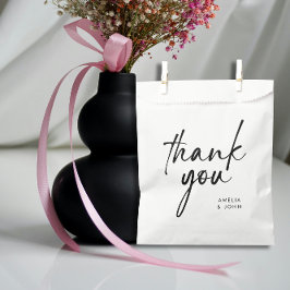 Bolsa De Papel Minimalista Black Script Personalizado Gracias