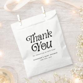 Bolsa De Papel Mínimo Baby Shower Black & White Retro Gracias