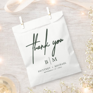 Bolsa De Papel Mínimo Gracias Boda Forest Green