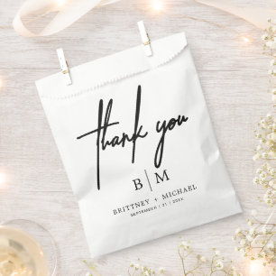 Bolsa De Papel Mínimo Gracias Boda Negro